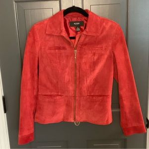 Alfani Red Leather suede zip jacket SP